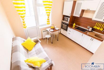 Однокомнатная квартира в Минске на Партизанском проспекте спальня